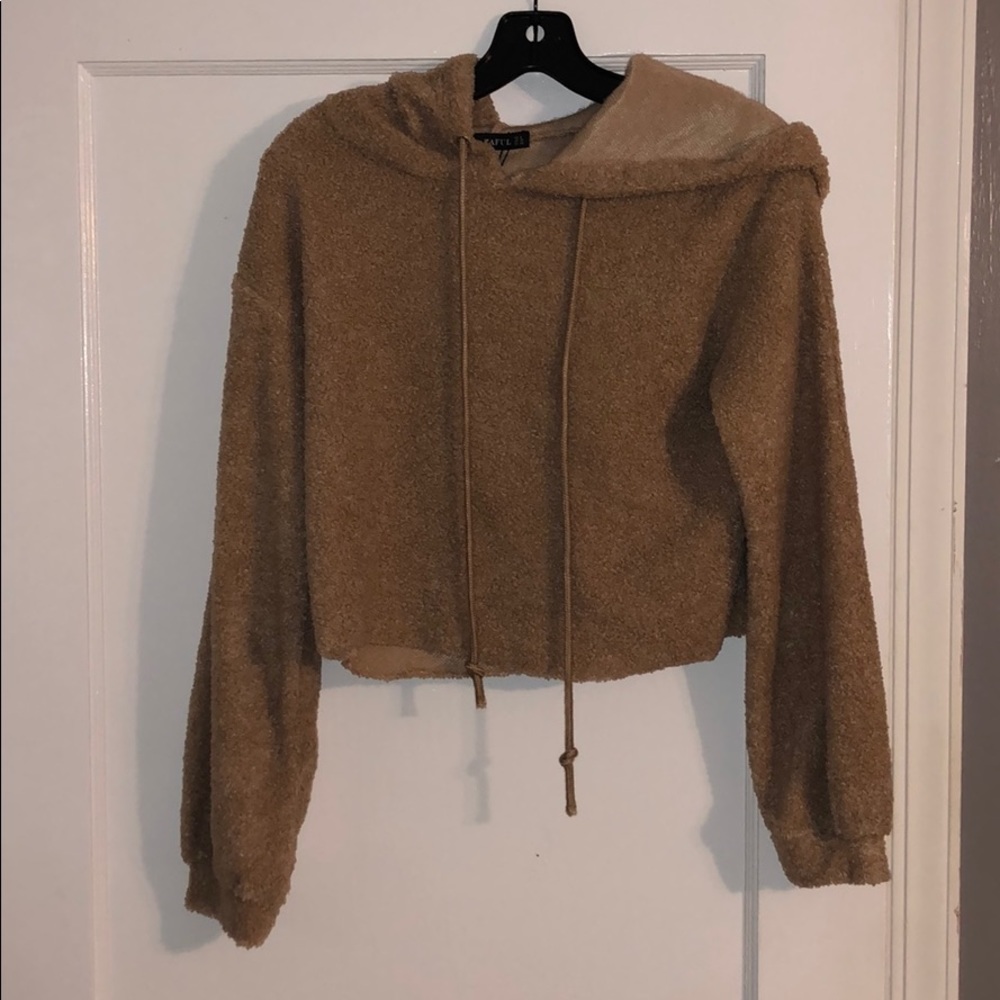 cropped furry sweatshirt